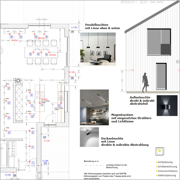 Beispiel Plan als Ausschnitt für Lichtplanung bei einem Einfamilienhaus